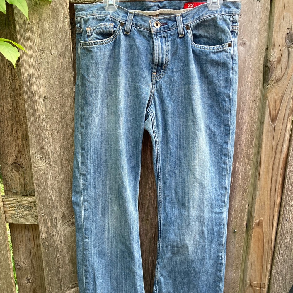 Well used boot cut jeans by X2 Denim Laboratory